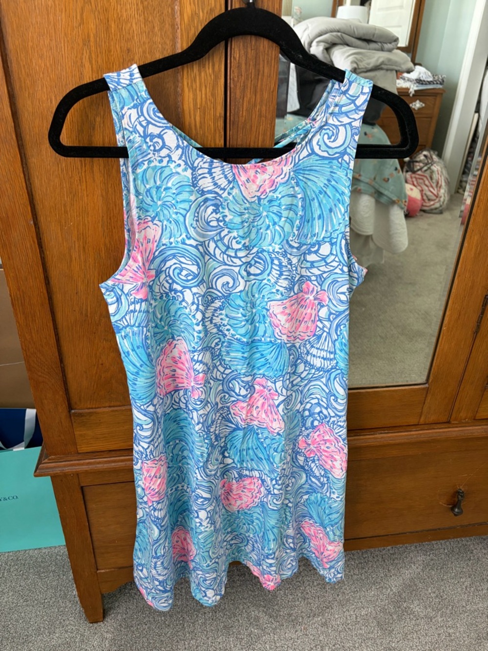 Lilly Pulitzer Sleeveless Sea Shell Print A-Line Dress in Blue & Pink